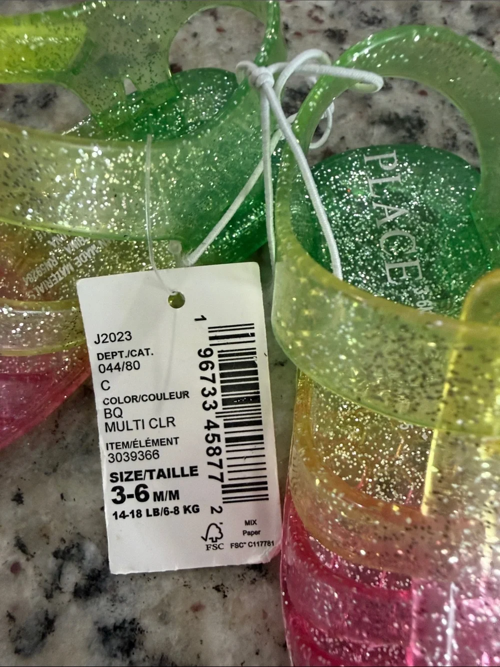 The Children's Place Kids' Glitter Jelly Sandals - Pink, Yellow, Green